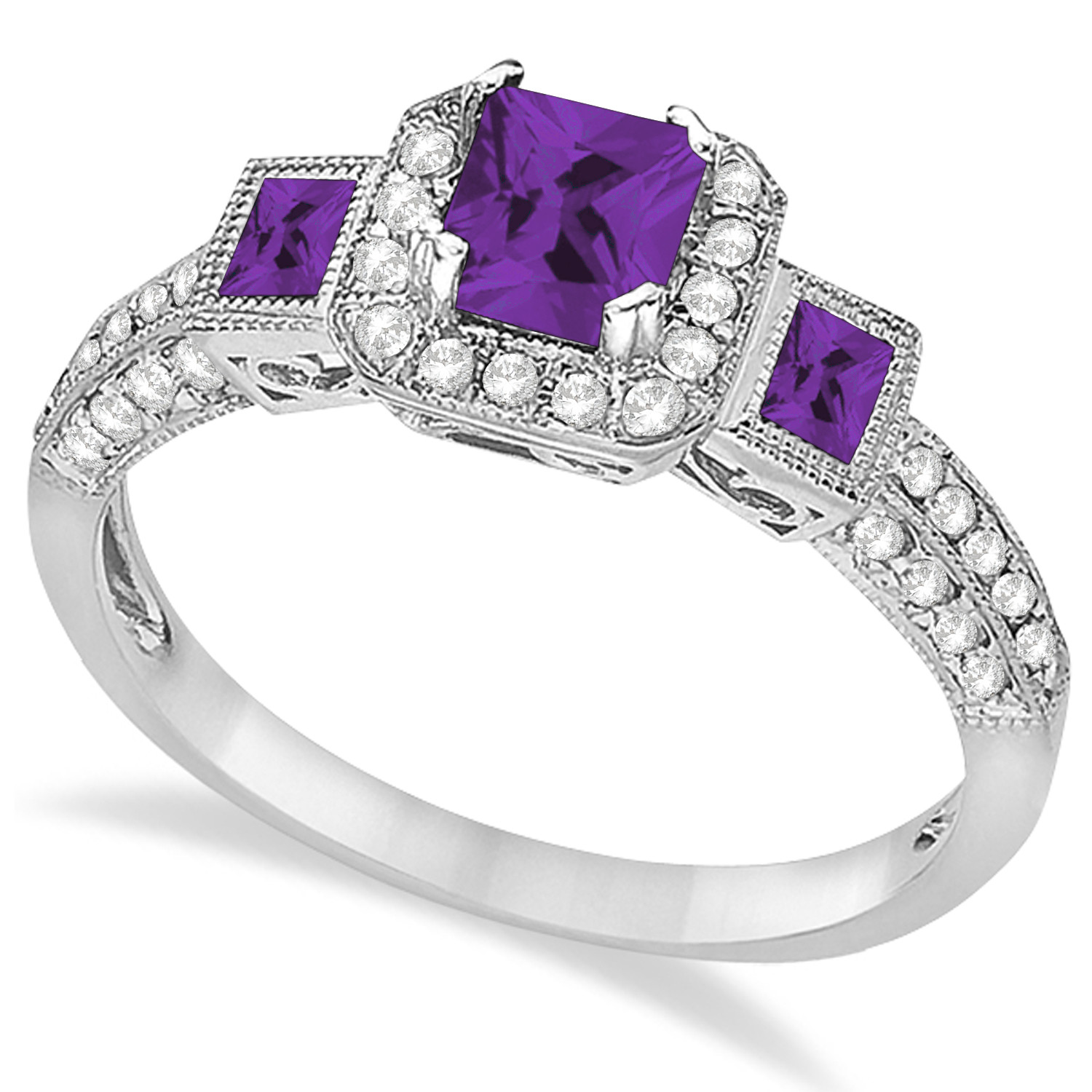 Diamond Amethyst Engagement Rings
 Amethyst & Diamond Engagement Ring 14k White Gold 1 35ctw