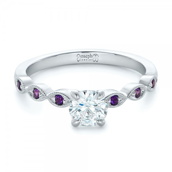 Diamond Amethyst Engagement Rings
 Custom Diamond and Amethyst Engagement Ring