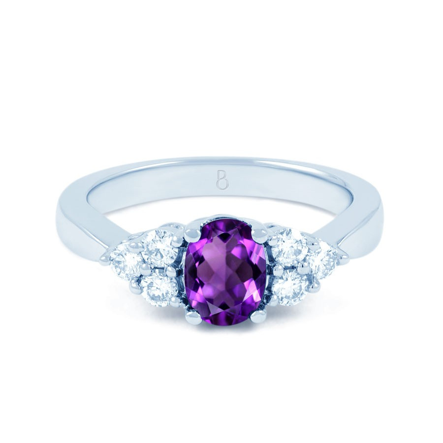 Diamond Amethyst Engagement Rings
 18ct White Gold Amethyst & Diamond Vintage Engagement Ring
