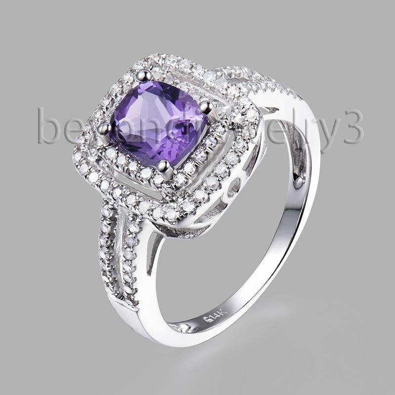 Diamond Amethyst Engagement Rings
 Genuine Natural Amethyst Engagement Ring Purple Amethyst