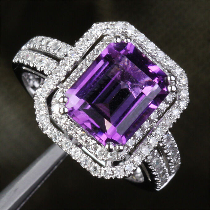 Diamond Amethyst Engagement Rings
 VVS Dark Purple AMETHYST & DIAMOND 5 11ct 14K WHITE GOLD