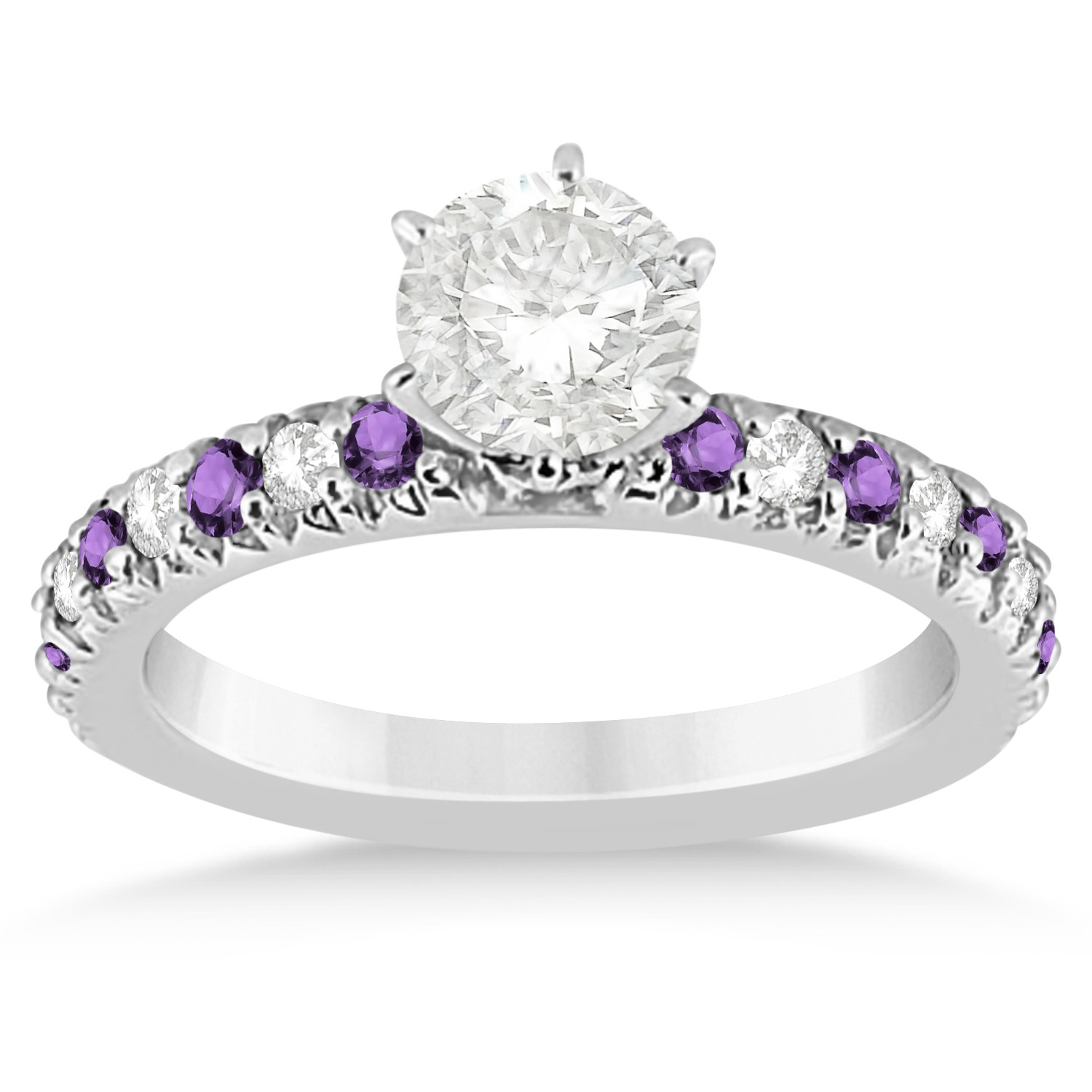 Diamond Amethyst Engagement Rings
 Amethyst & Diamond Engagement Ring Setting 18k White Gold