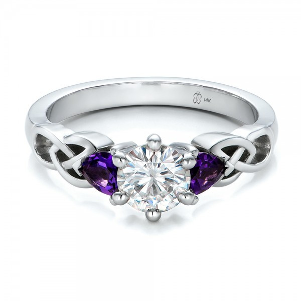 Diamond Amethyst Engagement Rings
 Custom Amethyst and Diamond Engagement Ring