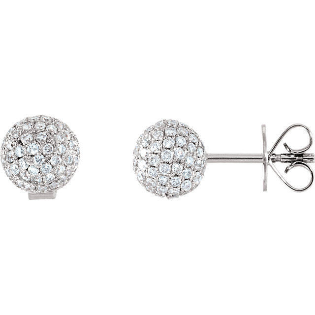 Diamond Ball Earrings
 1 1 6 ct tw Diamond Pave Ball Earrings In 18K White Gold