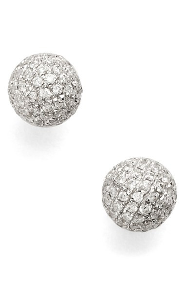 Diamond Ball Earrings
 Bony Levy Diamond Pave Ball Stud Earrings in Silver WHITE