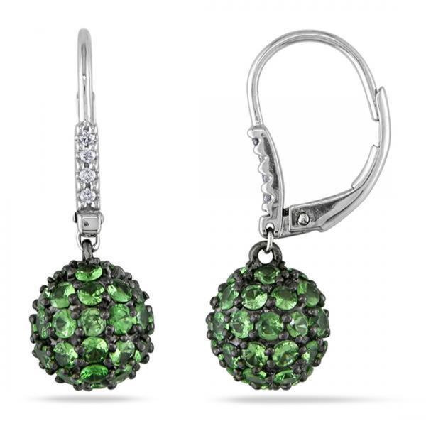 Diamond Ball Earrings
 Shop 14k Gold 3 50ct Tsavorite & Diamond Ball Cluster