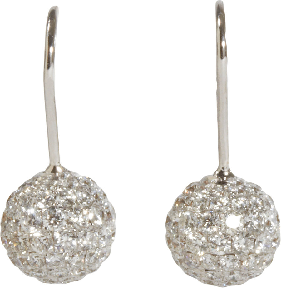 Diamond Ball Earrings
 Shamballa Jewels Pave Diamond White Gold Ball Drop