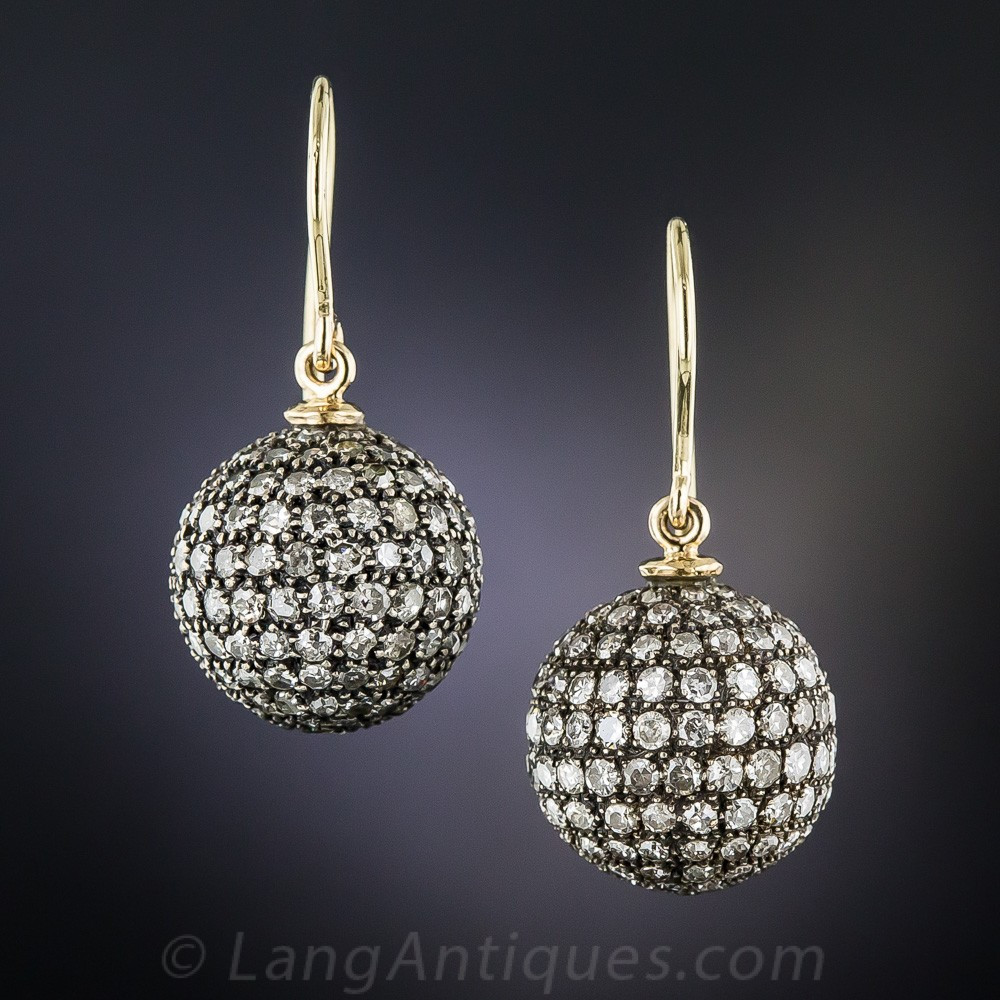 Diamond Ball Earrings
 Vintage Diamond Ball Earrings