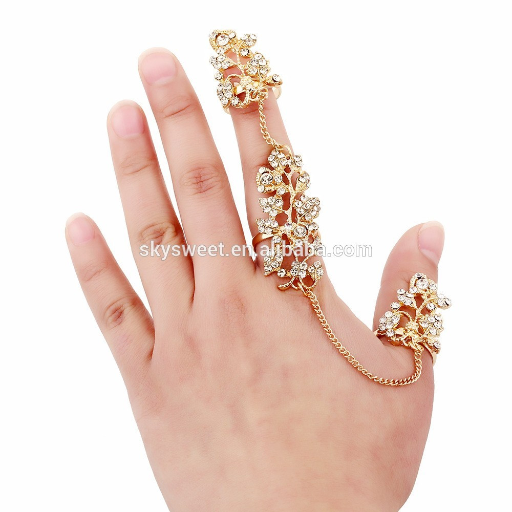 Diamond Body Jewelry
 Vein Fishbone Shape Diamond Bracelet Ring Fashion Body