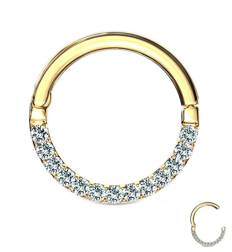 Diamond Body Jewelry
 14kt Gold CZ Rim Hinged Segment Ring
