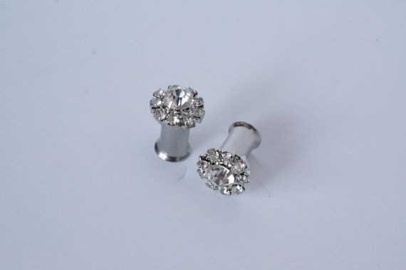 Diamond Body Jewelry
 Diamond Tunnel Plugs 00g 7 16" 1 2" 9 16" Wedding Gauges