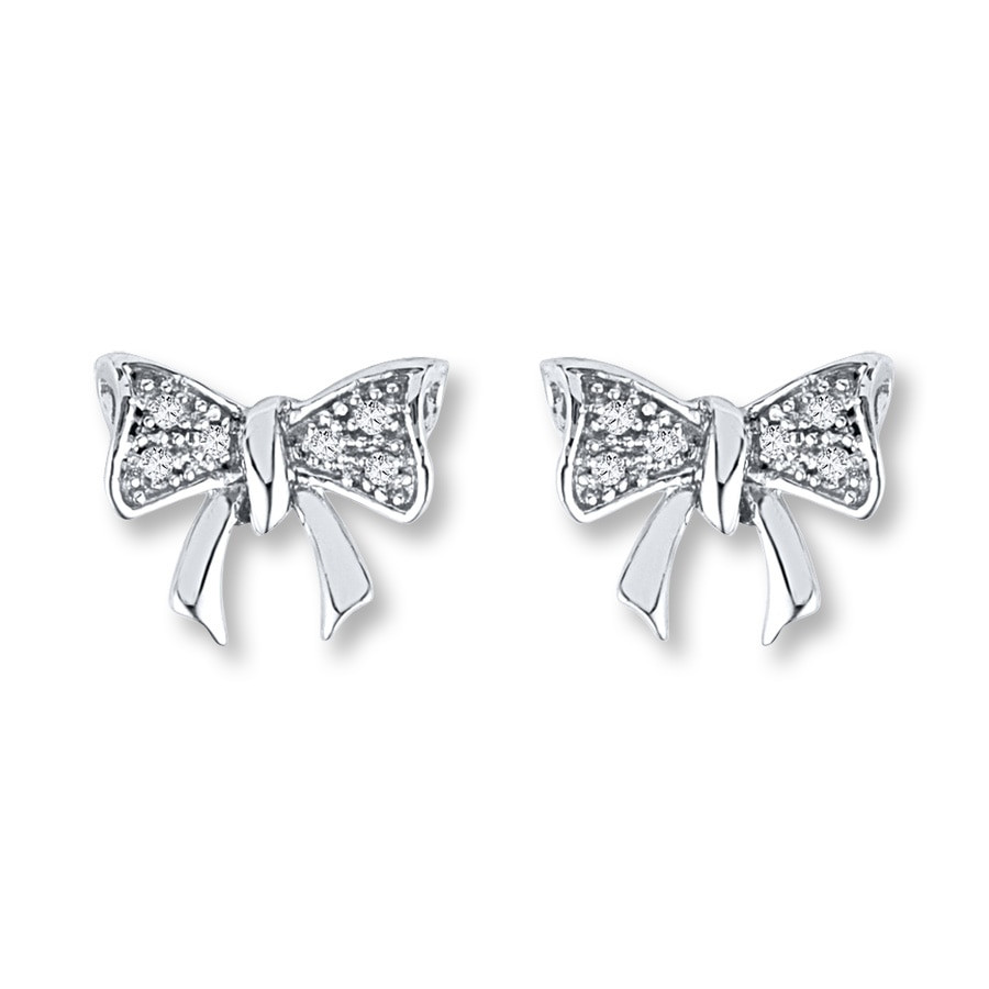 Diamond Bow Earrings
 Diamond Bow Earrings 1 15 ct tw Round cut Sterling Silver