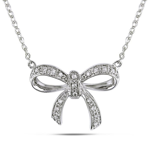 Diamond Bow Earrings
 Shop 10k White Gold Diamond Accent Bow Necklace Free