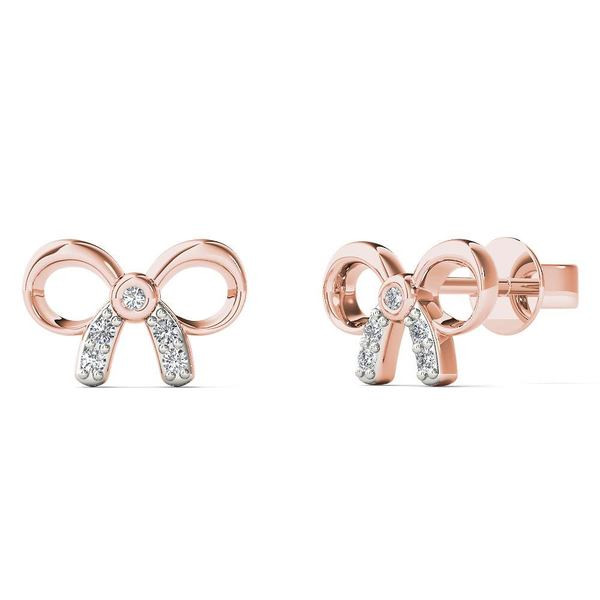 Diamond Bow Earrings
 Shop AALILLY 10k Rose Gold Diamond Accent Bow Stud