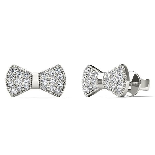 Diamond Bow Earrings
 Shop AALILLY 10k White Gold 1 8ct TDW Diamond Bow Tie Stud