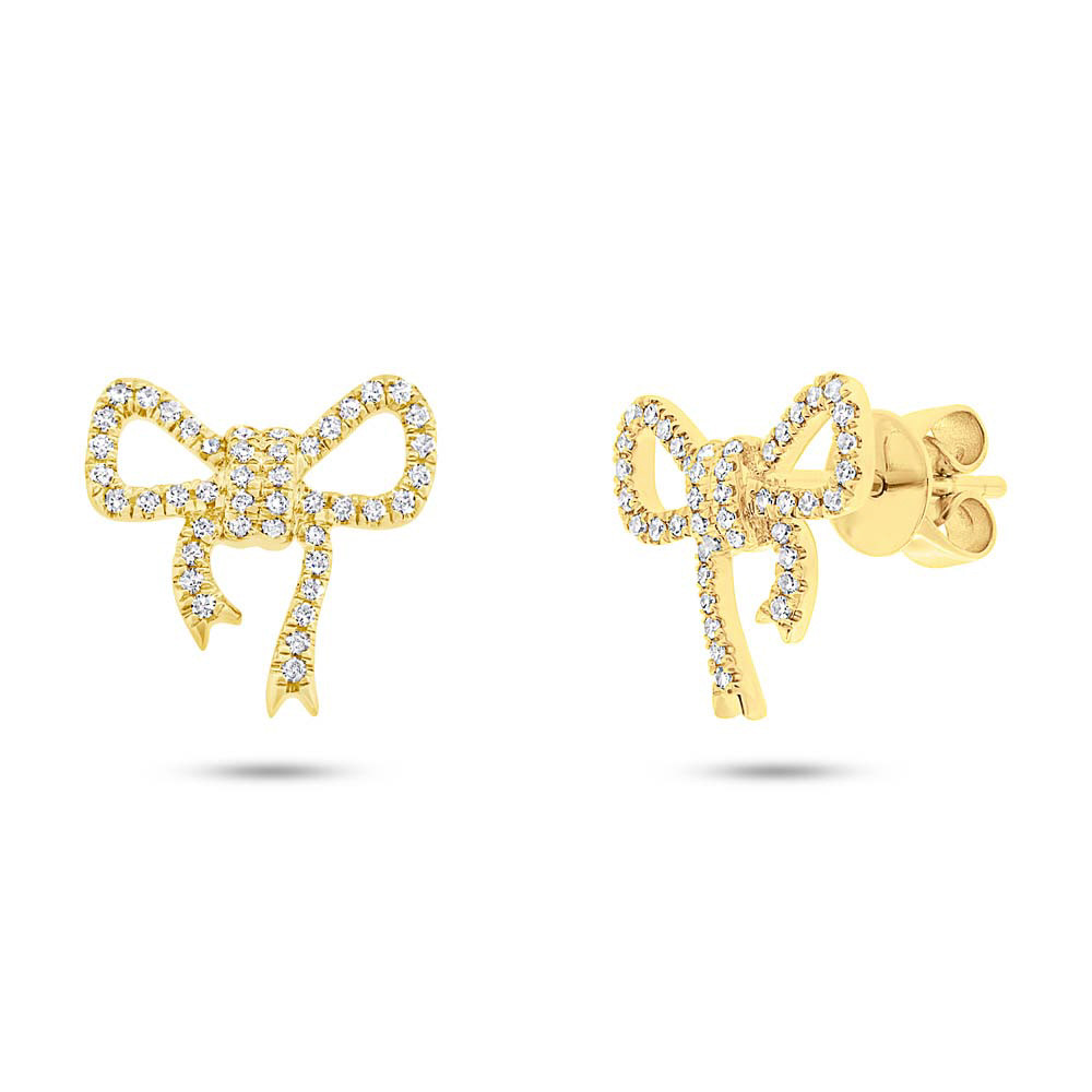 Diamond Bow Earrings
 0 22ct 14k Yellow Gold Diamond Bow Stud Earrings SC