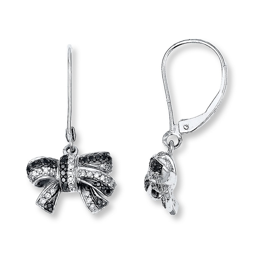 Diamond Bow Earrings
 Diamond Bow Earrings 1 3 ct tw Black White Sterling Silver