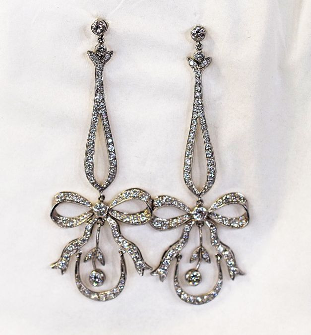 Diamond Bow Earrings
 Vintage Diamond Bow Earrings