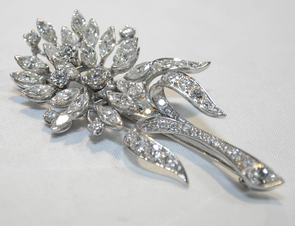 Diamond Brooches
 VINTAGE ANTIQUE 1920 S DIAMOND FLOWER BROOCH PIN IN