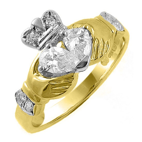Diamond Claddagh Wedding Ring Sets
 Claddagh Engagement & Wedding Ring Set with Pear Shaped