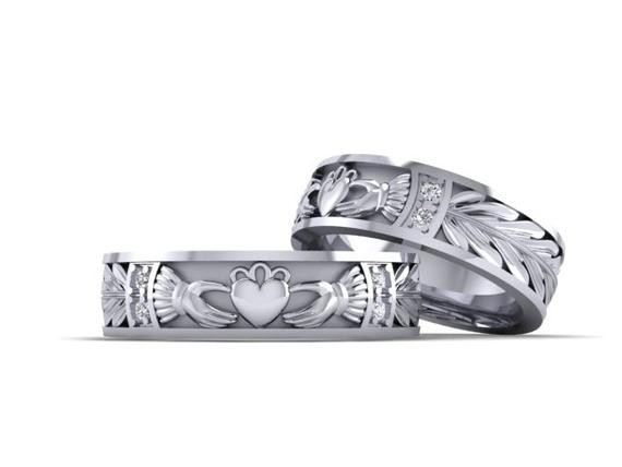 Diamond Claddagh Wedding Ring Sets
 Claddagh ring his and hers wedding rings set gold diamond 14k
