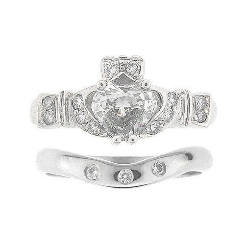 Diamond Claddagh Wedding Ring Sets
 Diamond 14 kt Claddagh Wedding Set