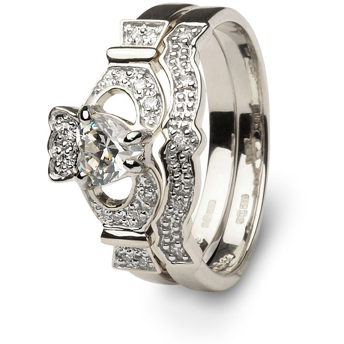 Diamond Claddagh Wedding Ring Sets
 La s Claddagh Engagement Wedding Ring Set SL 14L68WDD SET