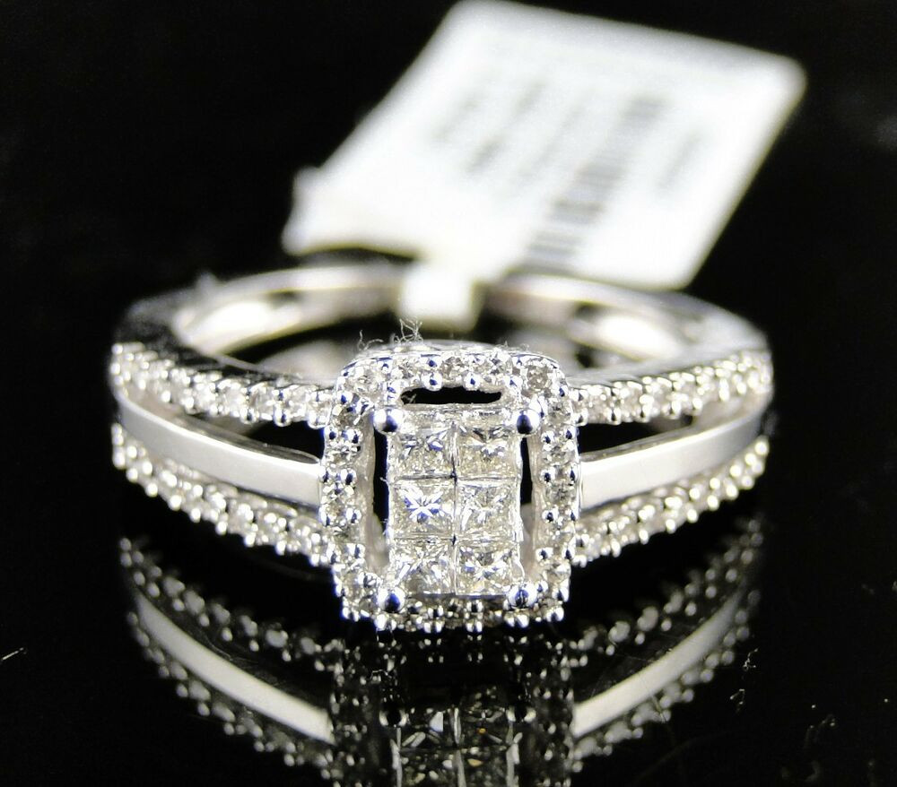 Diamond Cut Rings
 14K LADIES WOMENS WHITE GOLD PRINCESS CUT DIAMOND BRIDAL