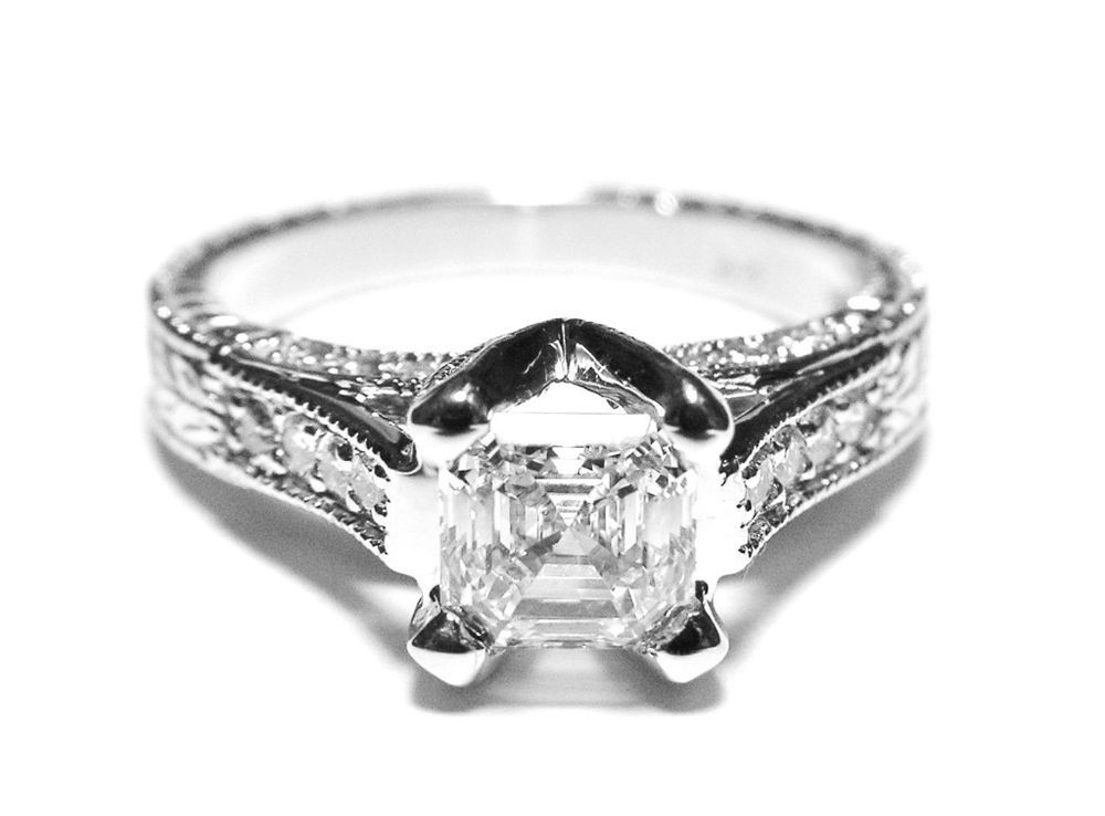 Diamond Cut Rings
 1 11 Carat Asscher Cut Diamond Engagement Ring D IF