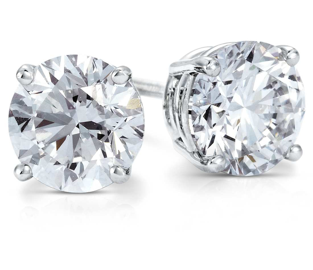 Diamond Ear Rings
 Diamond Stud Earrings in Platinum 2 ct tw