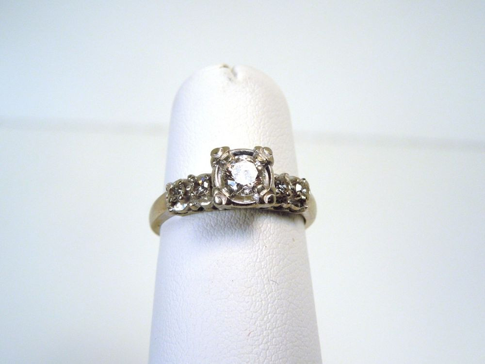 Diamond Engagement Ring History
 Vintage KEEPSAKE 5 Stone Diamond 14kt White Gold