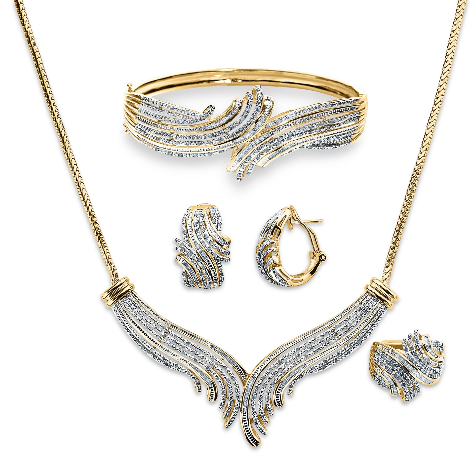 Diamond Necklace Sets
 Women s 3 Cttw Gold Over Brass Diamond Necklace Bracelet