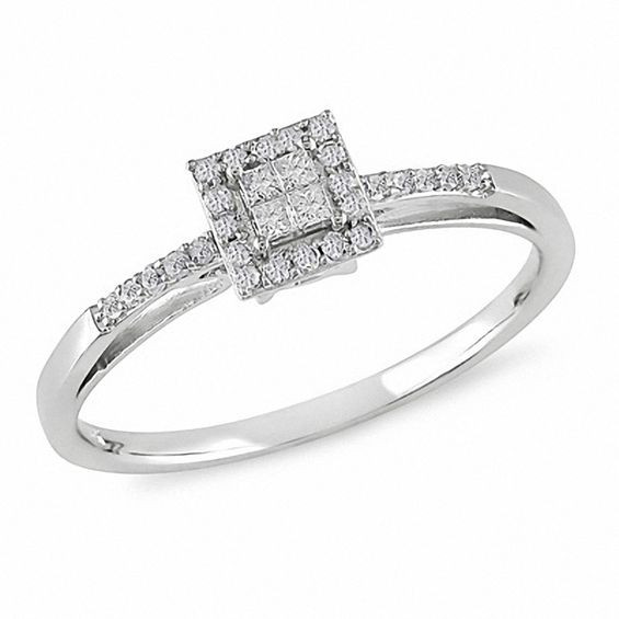 Diamond Promise Rings For Her
 1 5 CT T W Quad Princess Cut Diamond Frame Promise Ring