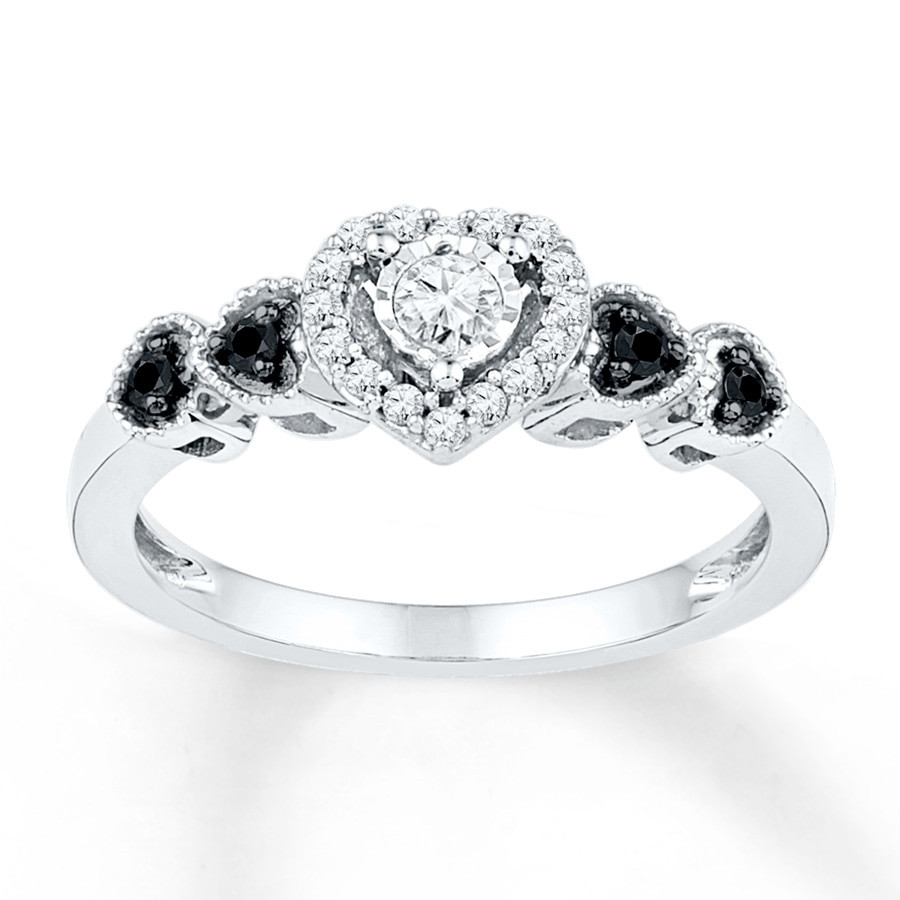 Diamond Promise Rings For Her
 Black White Diamonds 1 5 ct tw Promise Ring Sterling