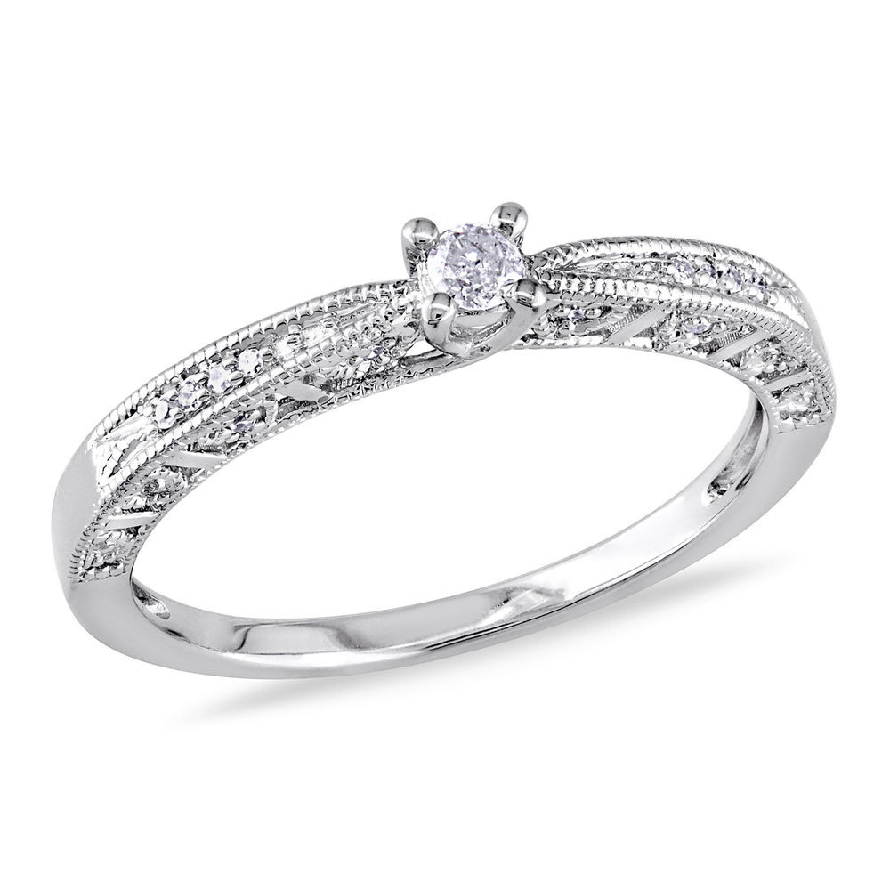 Diamond Promise Rings For Her
 Miadora Sterling Silver Diamond Promise Ring