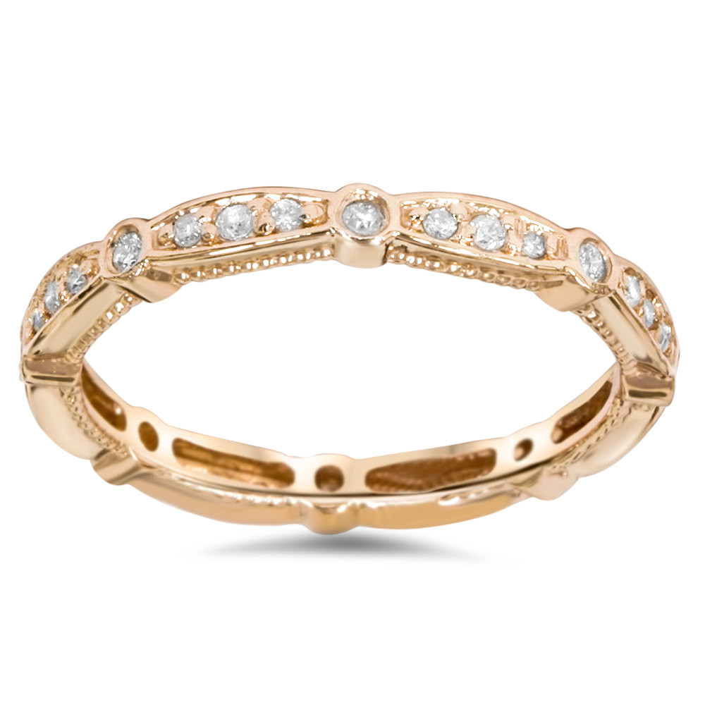 Diamond Stackable Rings
 3 4CT Stackable Diamond Eternity Ring 14 KT Rose Gold Womens
