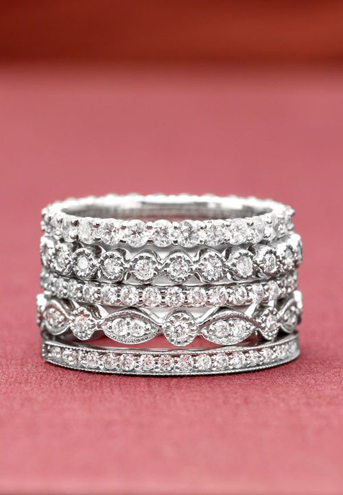 Diamond Stackable Rings
 19 Gorgeous Stacked Wedding Rings