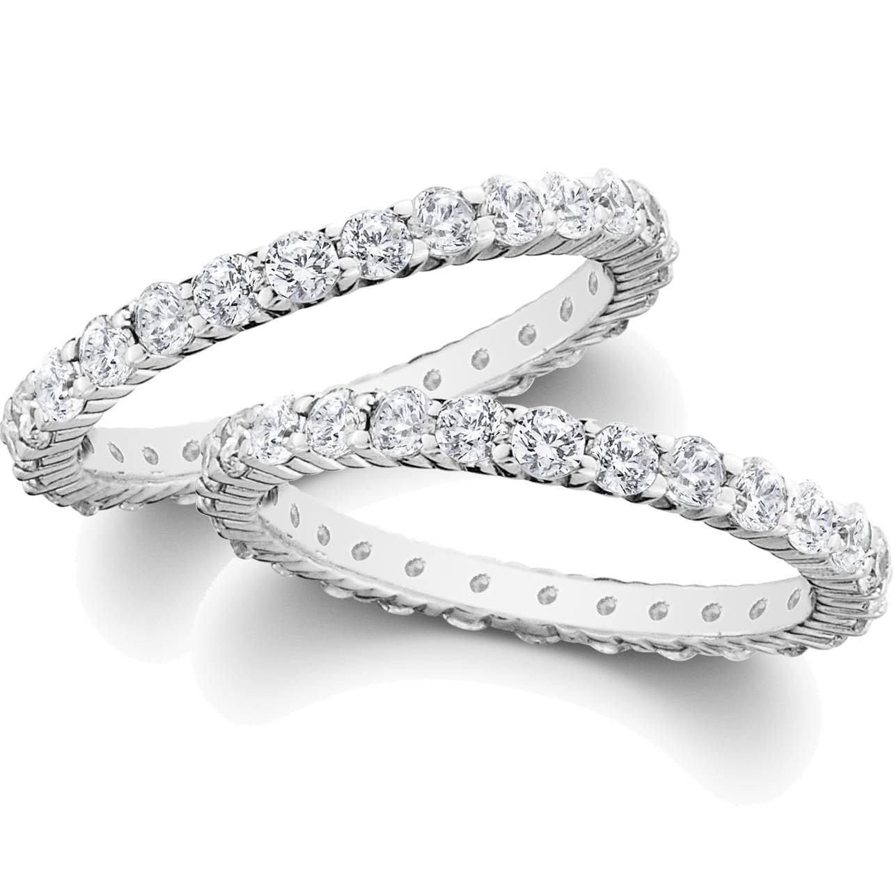 Diamond Stackable Rings
 2ct Diamond Eternity Stackable Wedding Rings Set 14K White