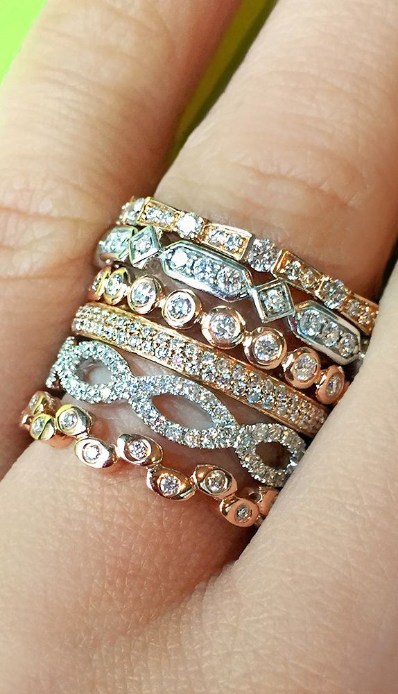 Diamond Stackable Rings
 Thin diamond stacking rings Bling it on
