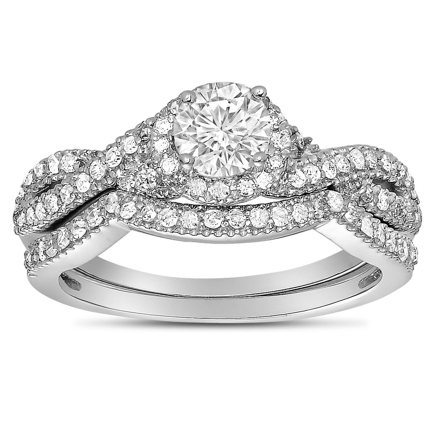 Diamond Wedding Ring Sets For Her
 2 Carat Round Diamond Infinity Wedding Ring Set in White
