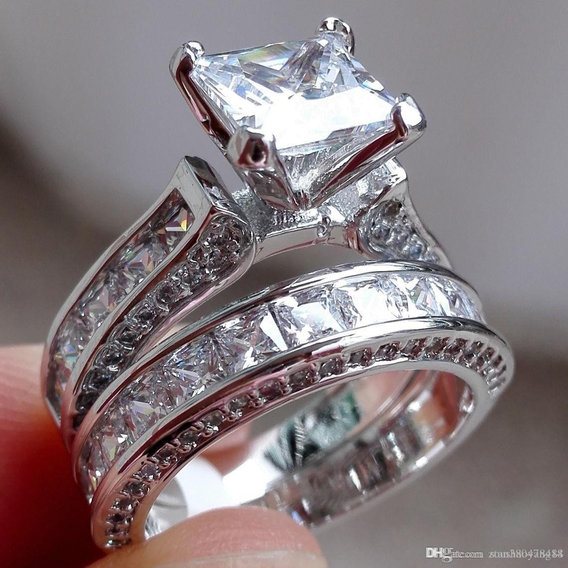 Diamond Wedding Rings Sets
 2019 2 In 1 Womens Vintage White Sapphire Diamond 925