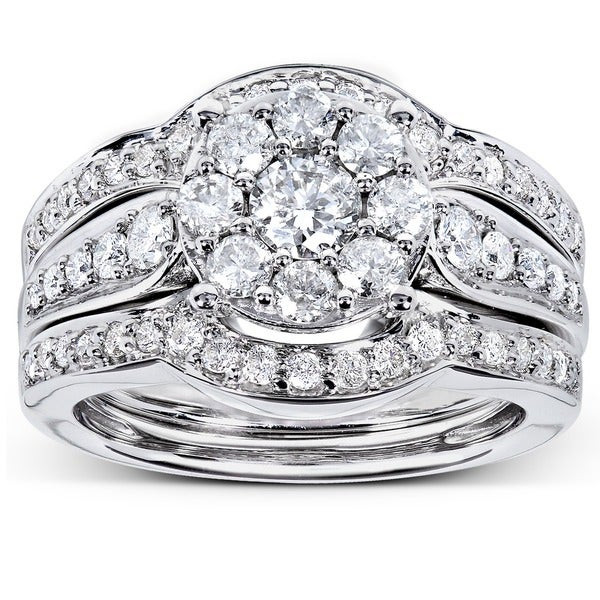 Diamond Wedding Rings Sets
 Shop Annello by Kobelli 14k White Gold 1ct TDW 3 piece