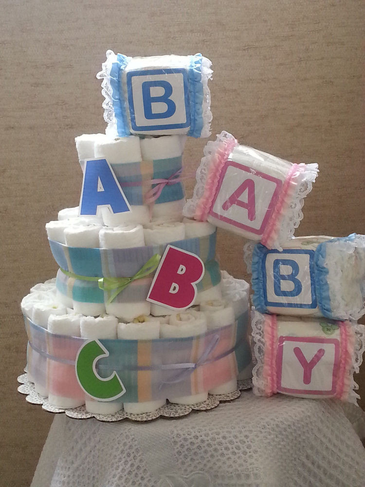 Diaper Gift Ideas For Baby Shower
 3 Tier Diaper Cake ABC Alphabet Baby Shower Gift