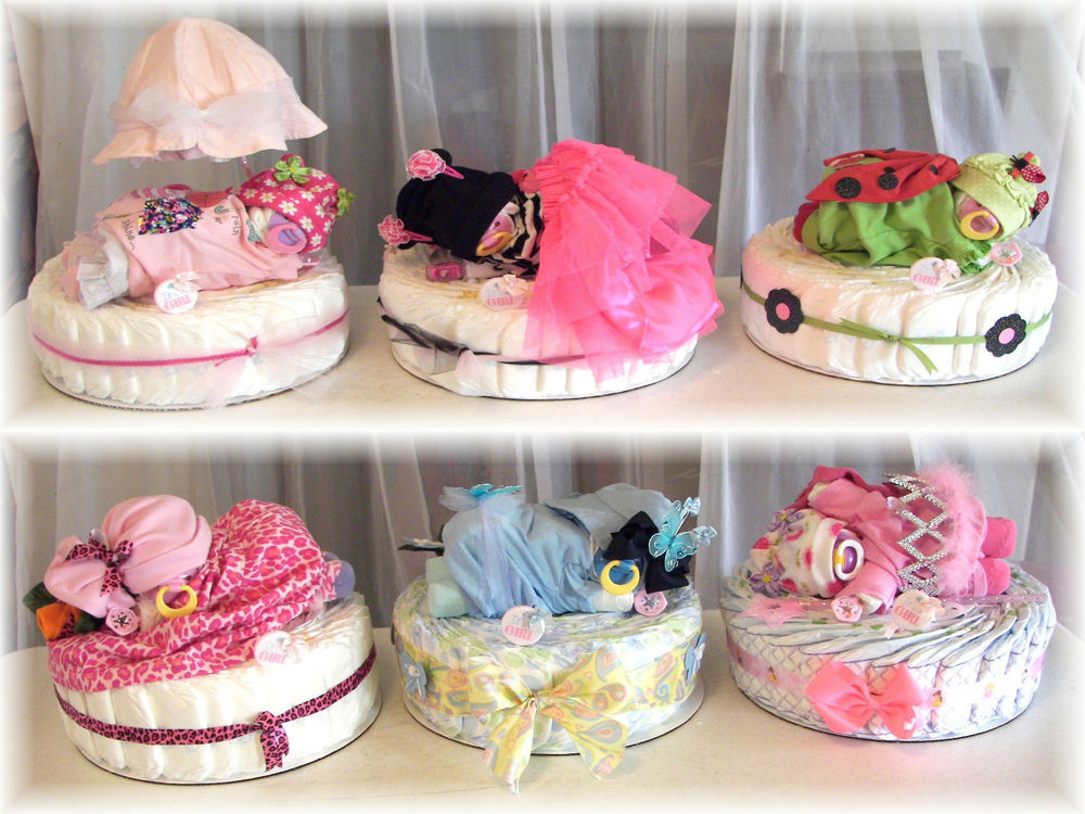 Diaper Gift Ideas For Baby Shower
 Baby Shower Girl Diaper Baby & Cake Custom "YOU PICK" Name