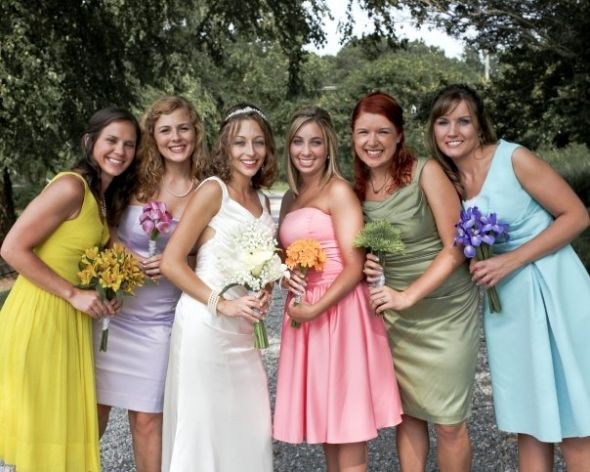 Different Colored Wedding Dresses
 Different colored BMs dresses