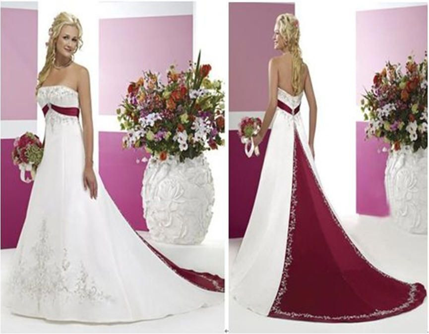 Different Colored Wedding Dresses
 white and merlot wedding dresses with color this is