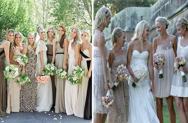 Different Colored Wedding Dresses
 Mixing Bridesmaid Dress Styles