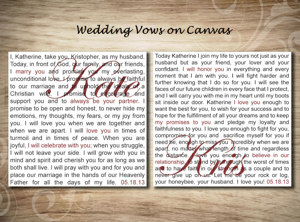 Different Wedding Vows
 Personalized Canvas Wedding vows on Canvas Wall Art Canvas
