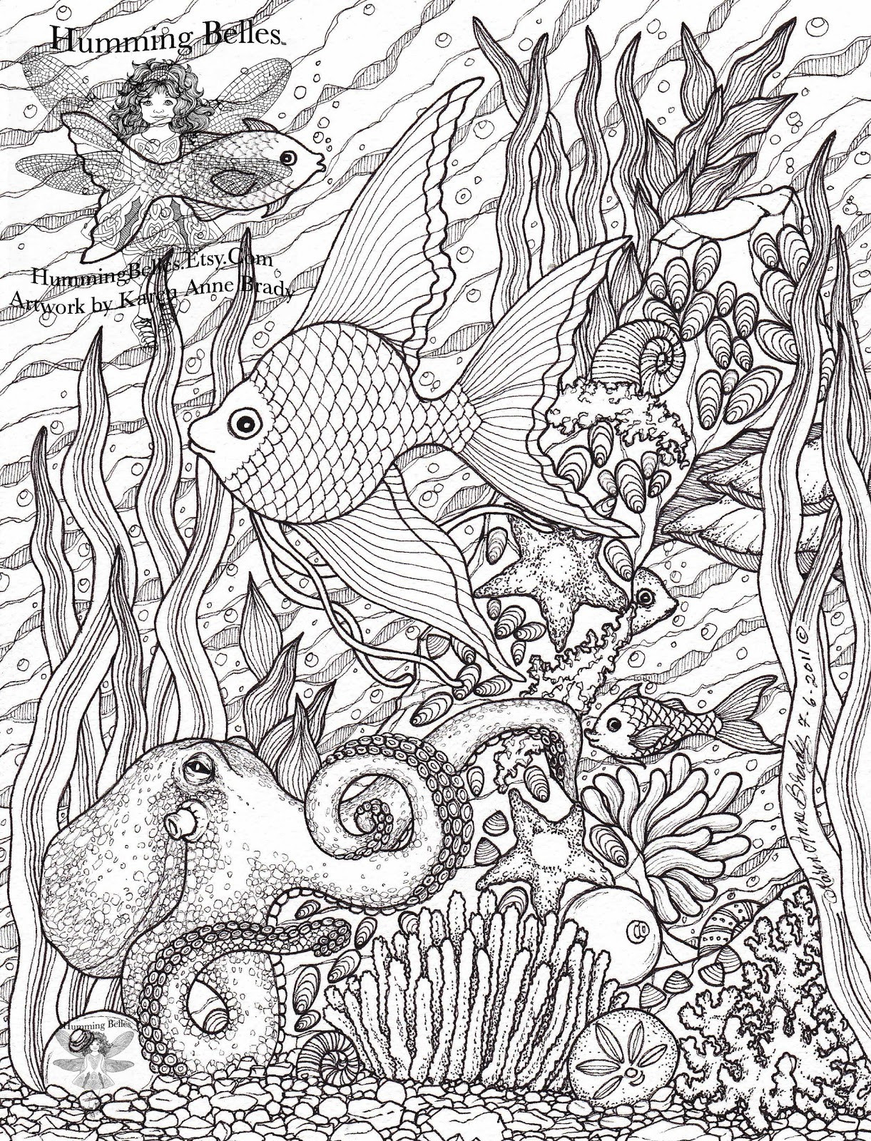 Difficult Coloring Pages For Adults
 Humming Belles" New Undersea Illustrations and