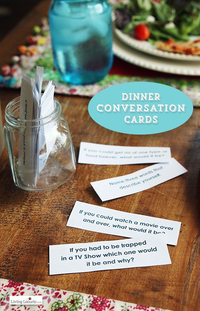 Dinner Party Games Ideas
 Printable Dinner Conversation Starter Cards